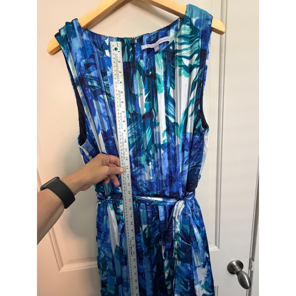 Luxe By Carmen Marc Valvo Blue Watercolor Fit & Flare Dress 20W - Picture 9 of 17